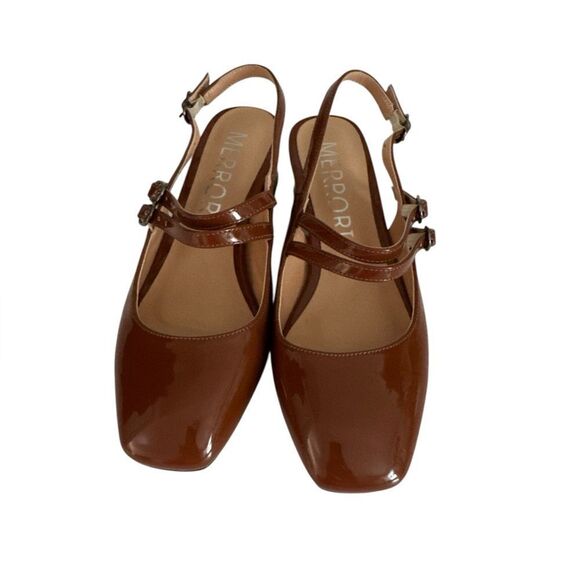 MERRORI Brown Square Toe Flats with Ankle Straps NWOT - Picture 1 of 5